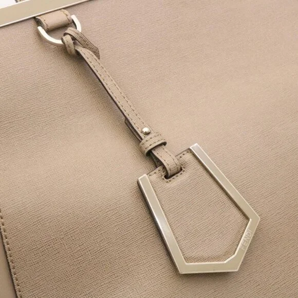 FENDI Hand Bag Leather 2way Shoulder Bag Gray Auth am2118g